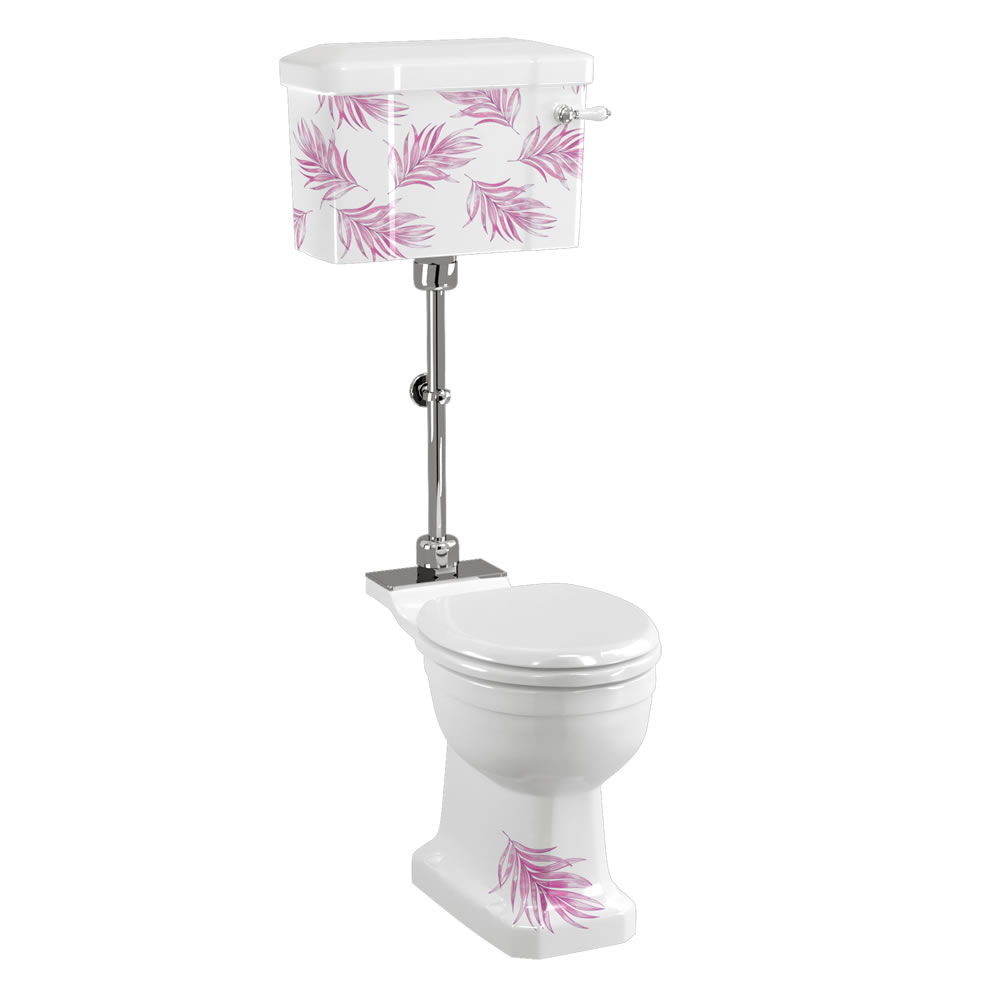 Bespoke Botanical Pink Standard Medium Level WC with 520 Lever Cistern
